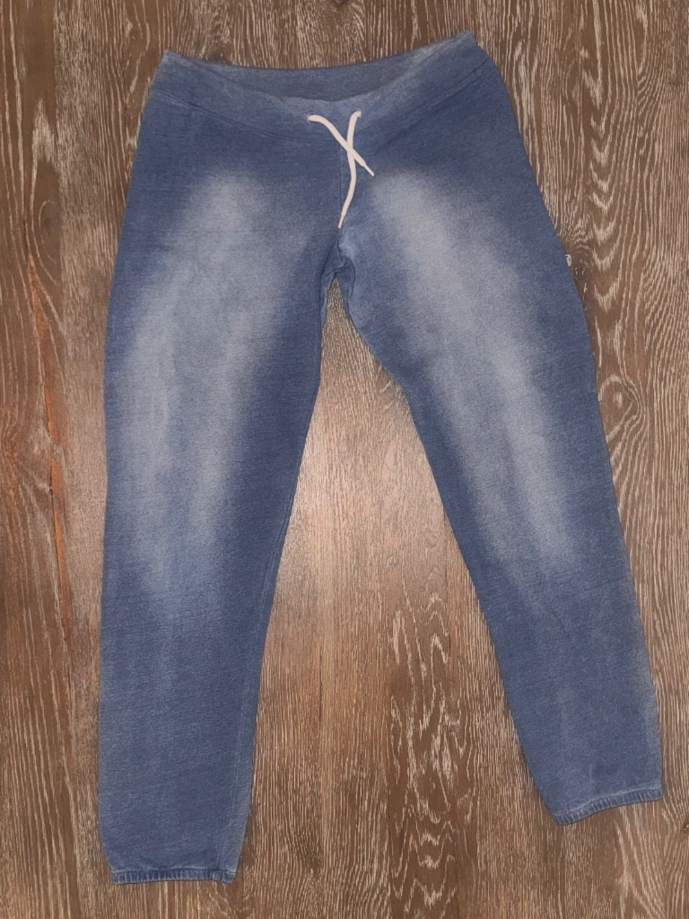 MONROW denim-blue vintage distressed design joggers sweatpants size Small